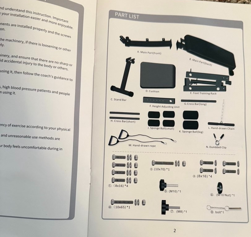 MIKING MK‑035 multi-functional luxury model does not include dumbbells