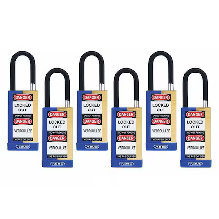 Abus 20134 Keyed Padlock, Open, Rectangular Steel Body, Hardened Steel Shackle,