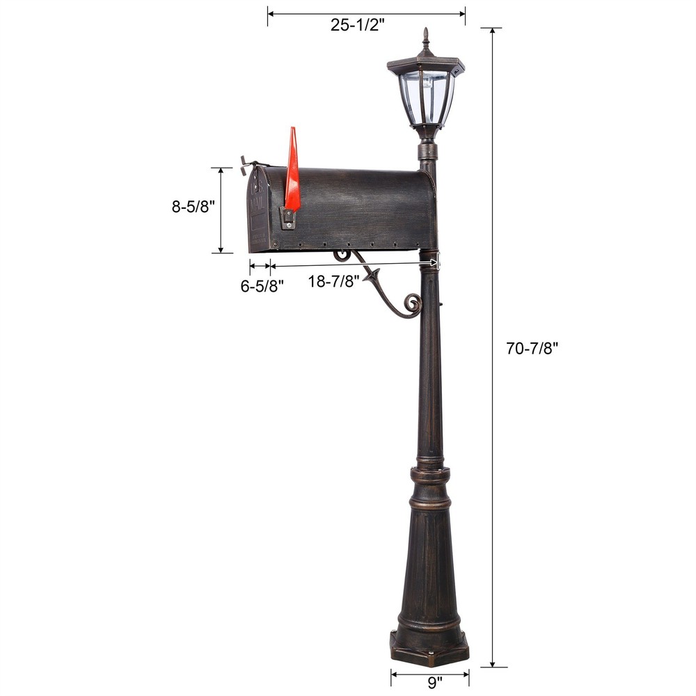 Mailbox/Post Solar Light Combo Kit Heavy Duty Cast Aluminum Postal Mail Box