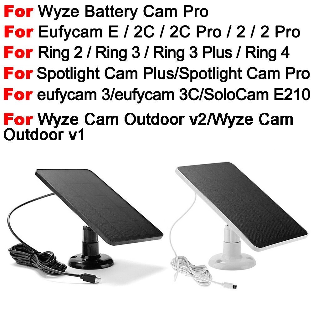 Solar Panel for Security Camera Micro USB & USB-C Port Solar Panel Adjustable