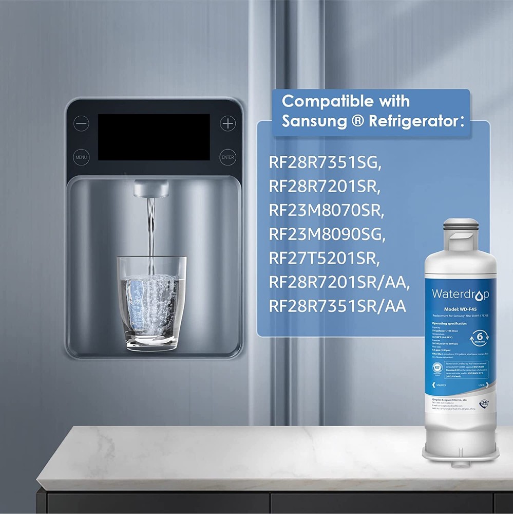 Waterdrop Refrigerator Water Filter, Replacement for Samsung DA97-17376B, 8 pack