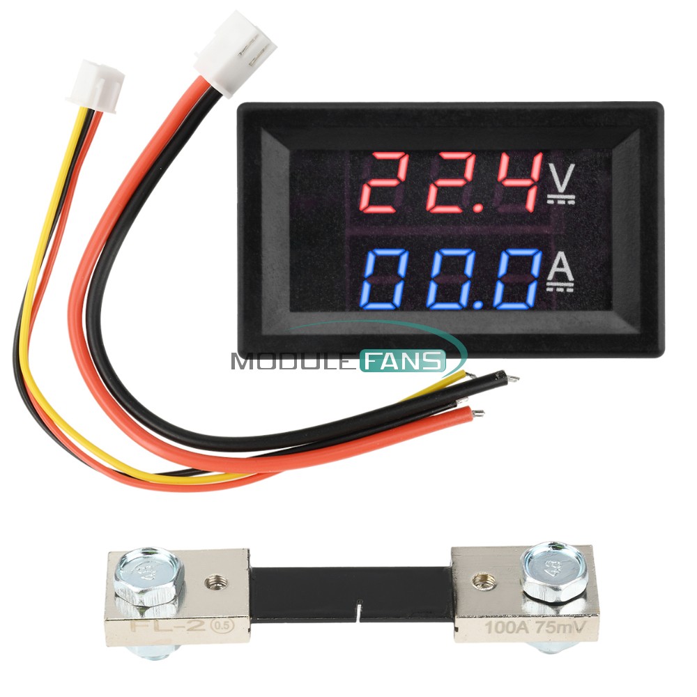 DC 100A Voltmeter Ammeter Volt Amp Meter Voltage Current Tester with Shunt