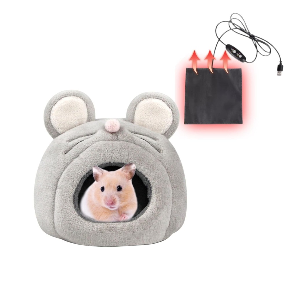 Hamster Bed Cave Hideout & Heating Pad USD Adjustable Temperature Warm Winter...