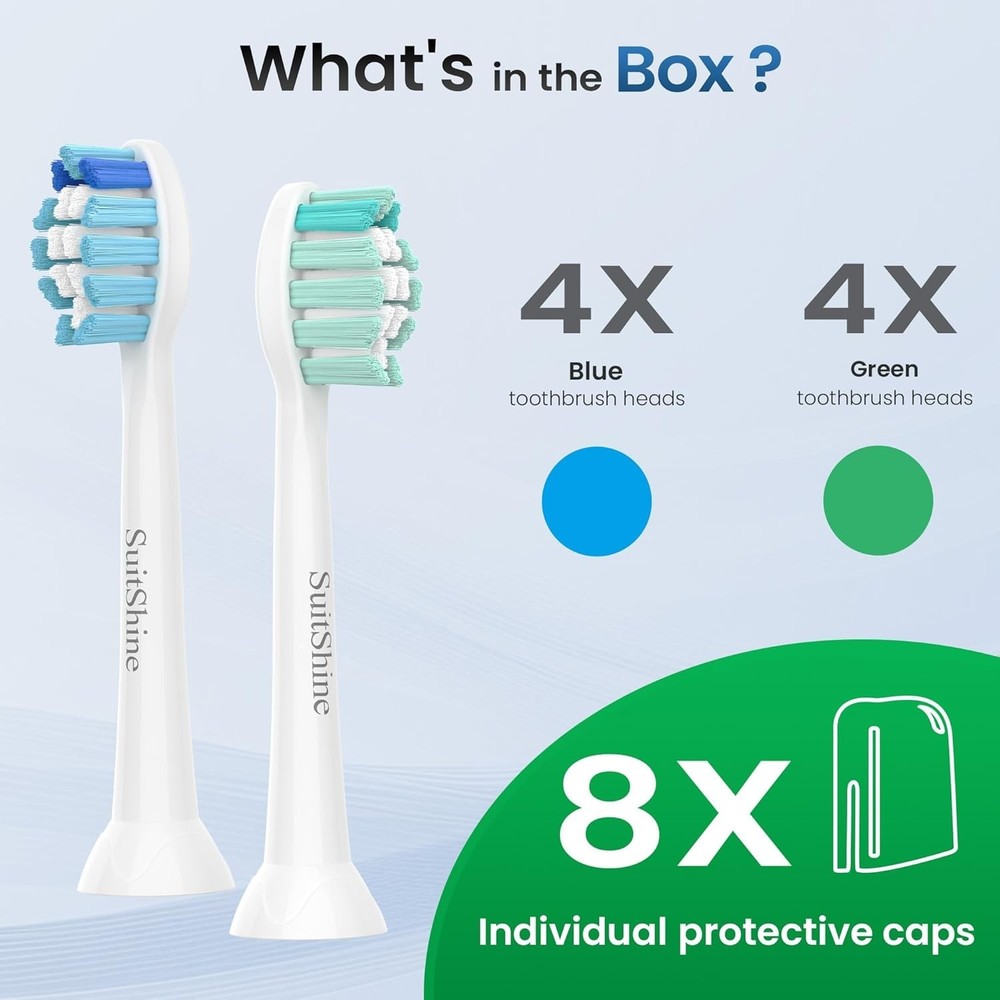 Replacement Toothbrush Heads Compatible with Phillips Sonicare Snap-on 8 Pack