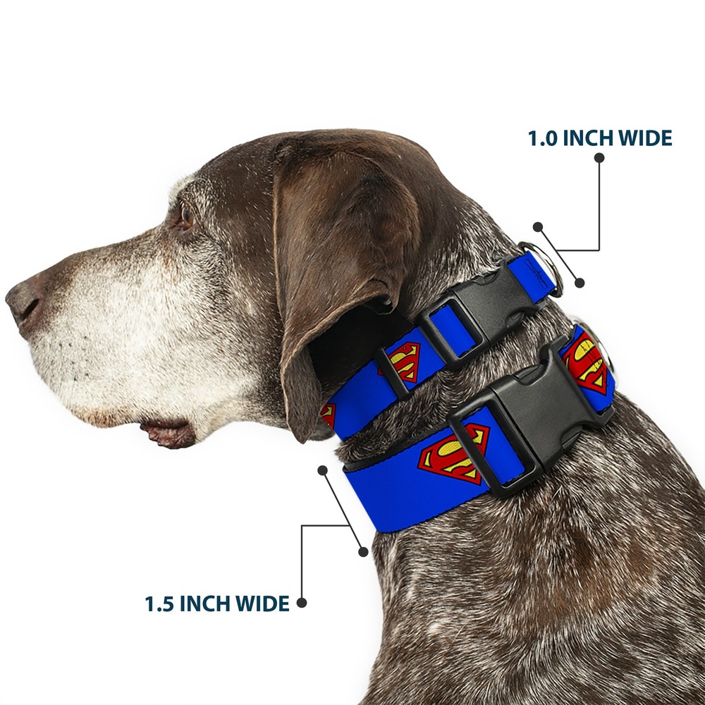 Plastic Clip Collar Superman Shield Blue Small 9.5-13"
