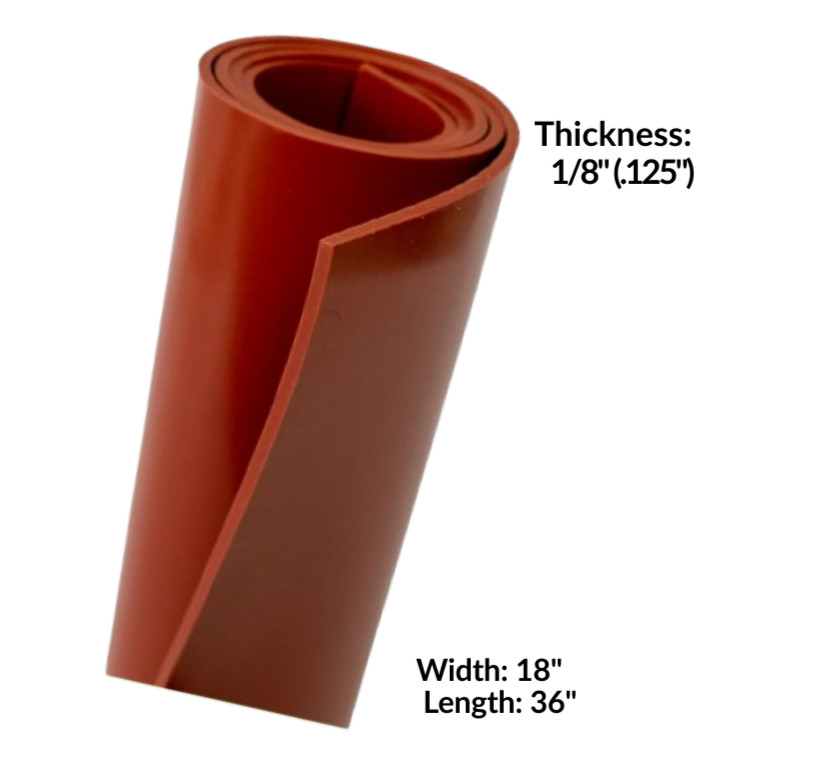 Silicone Rubber Sheet Solid  1/8" Thick  x 18"wide x 36"Long High Temp Mat