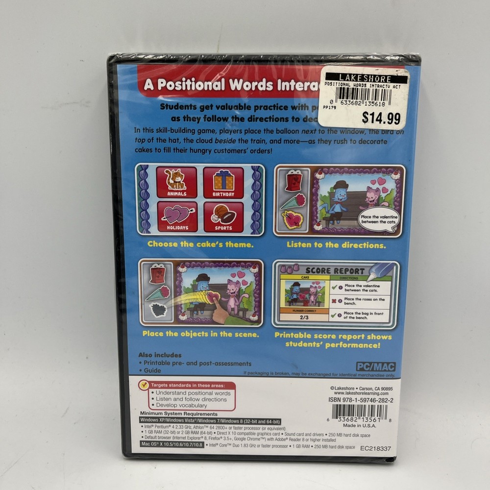 Positional Words: Interactive Game • Lakeshore • Windows/Mac • New/Sealed!!!