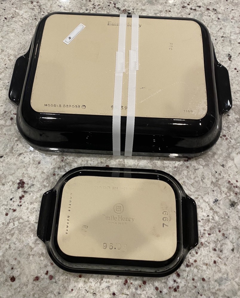 EMILE HENRY DARK CHARCOAL BLACK? RECTANGULAR BAKER & MINI BAKER