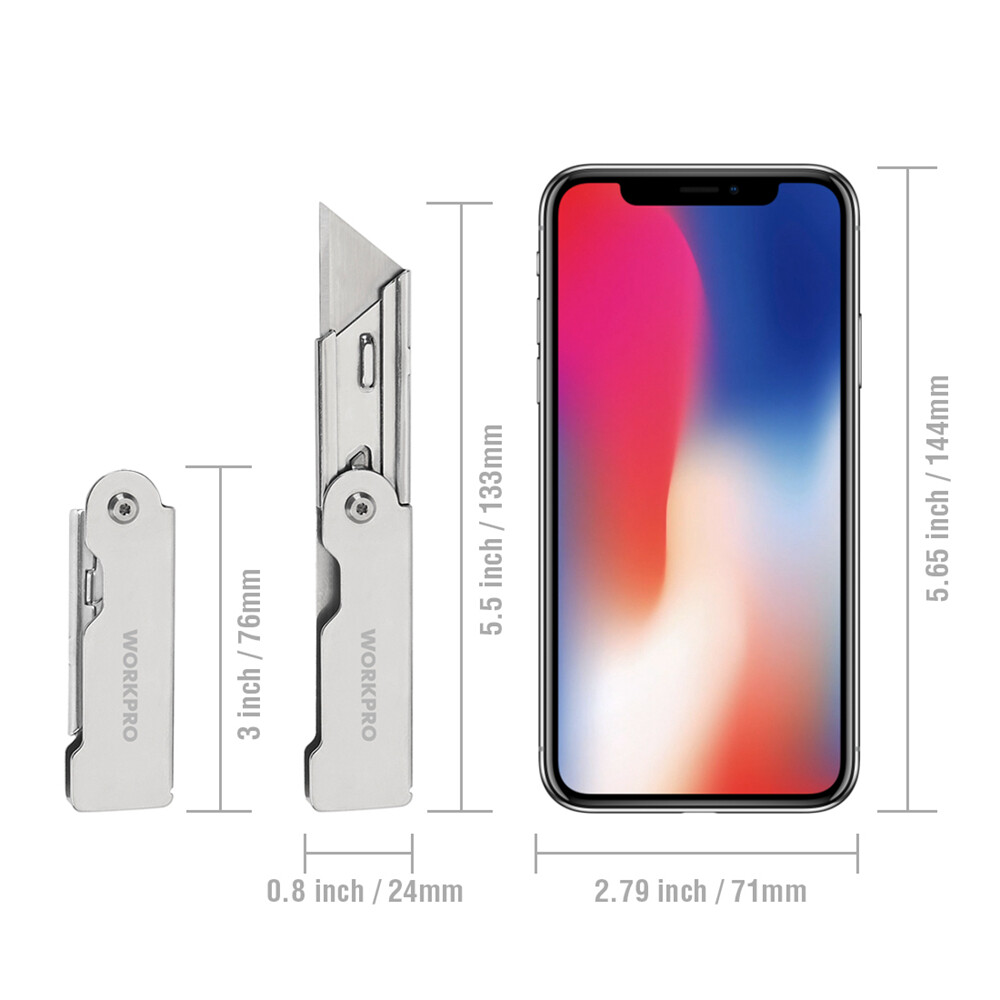 WORKPRO 6PC Compact Folding Utility Knife Lock Back Pocket QUICK CHANGE BLADE US