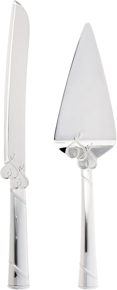 812615 True Love Cake Knife & Server, Metallic