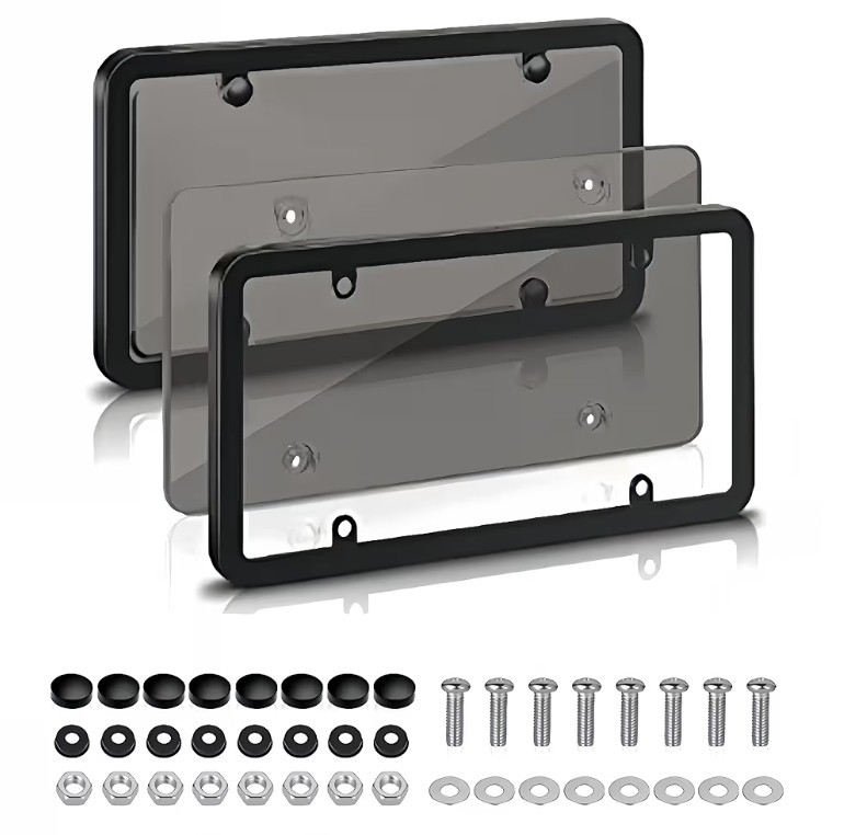 New Unbreakable License Plate Covers+Frames Auto Tag Shield Protector Front Rear