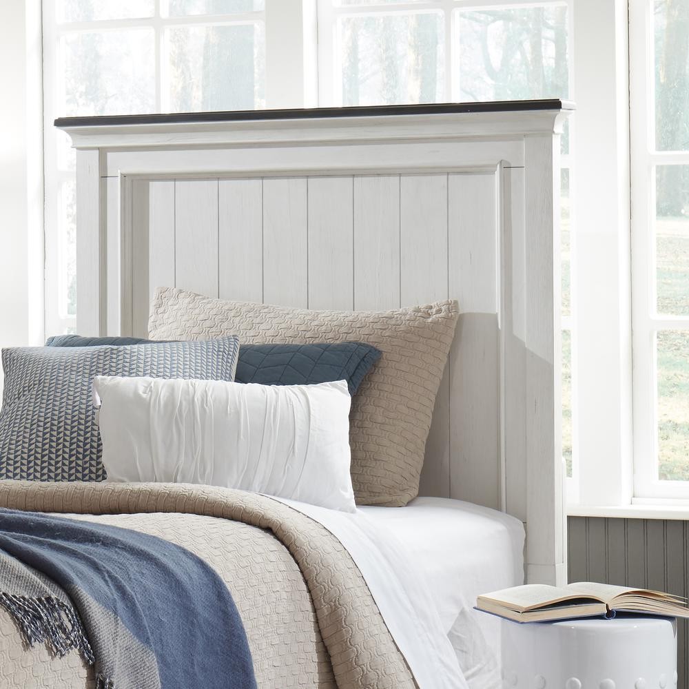 Allyson Park Twin Panel Headboard in Wirebrushed White w/ Charcoal Top