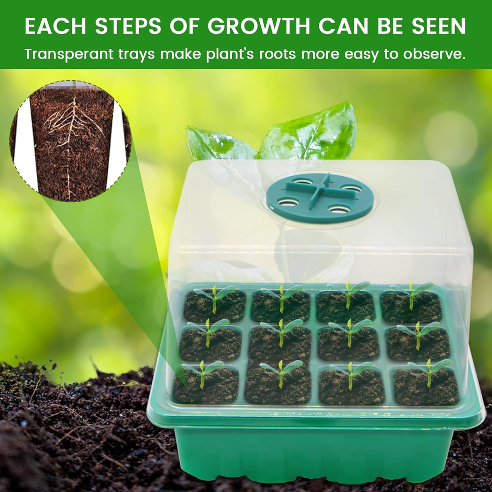 Seed Starter Tray, 5PCS Seed Starter Kit with Humidity Dome, Seedling Starter Tr