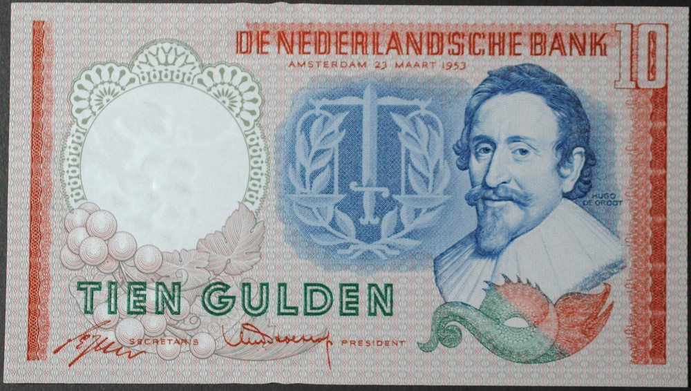 Netherlands P85a 10 Gulden AU++