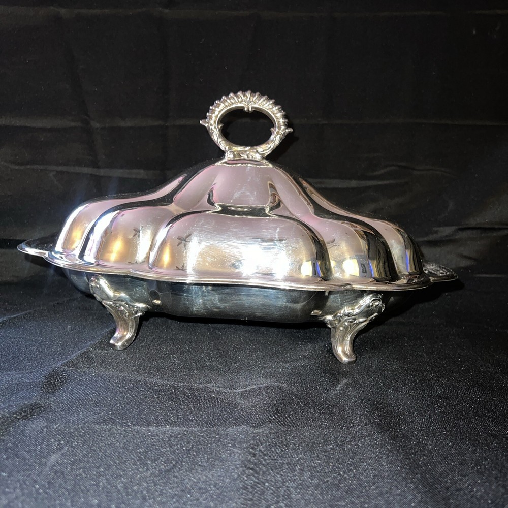 Vintage Silver Plated Dome Cover  Footed  Serving Dish