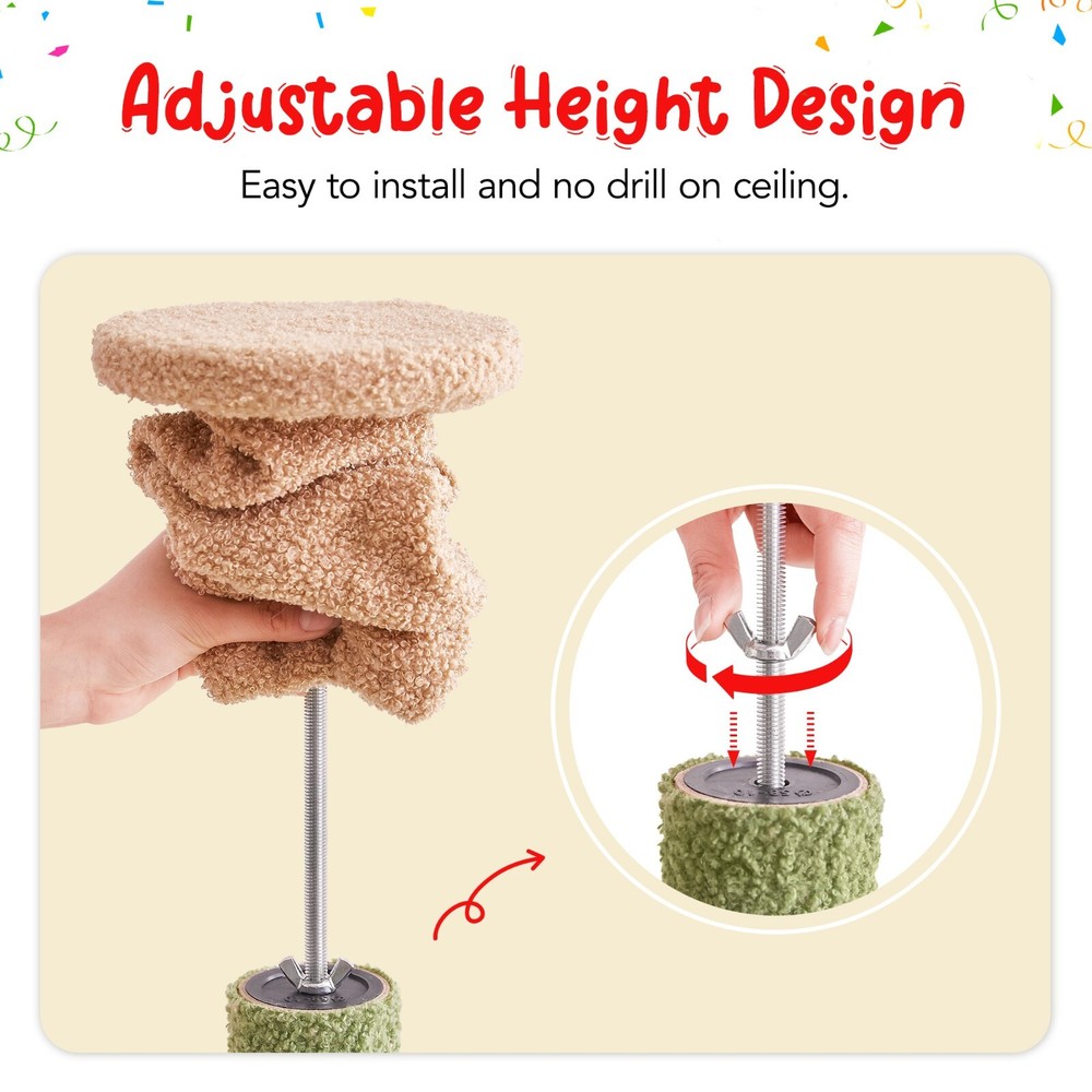 92.1"-101.6" Adjustable Multi-level Cat Tree Tower Activity Center Playing Rest.
