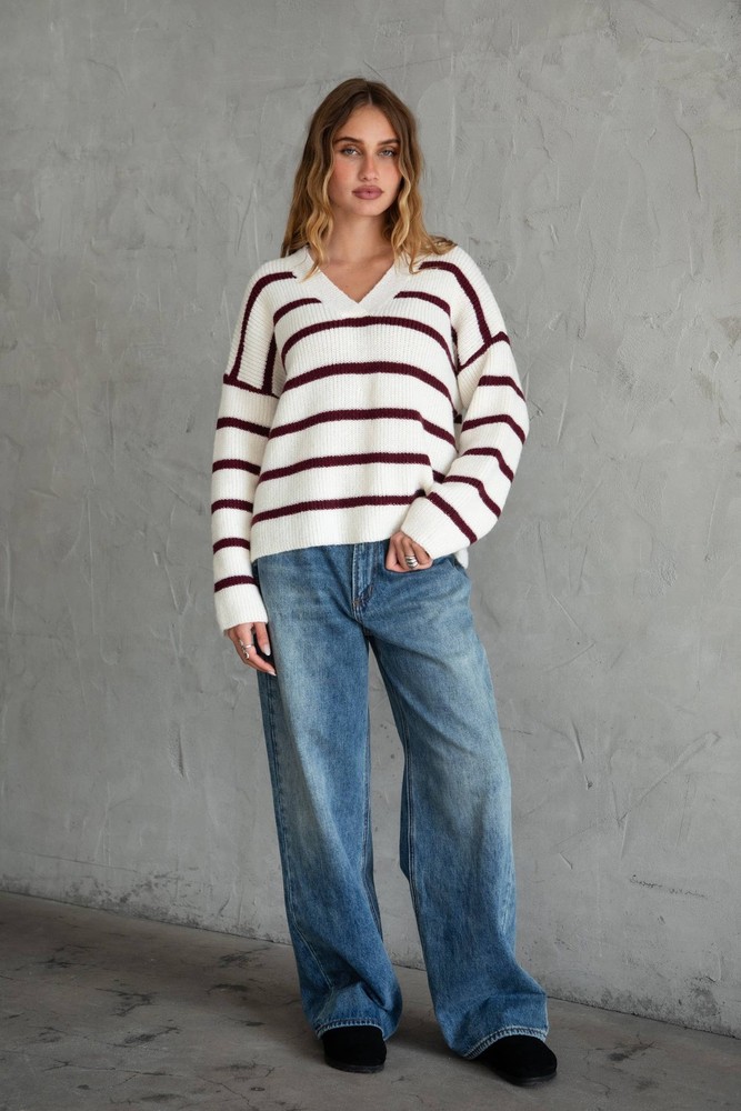 Burgundy Stripe Sweater