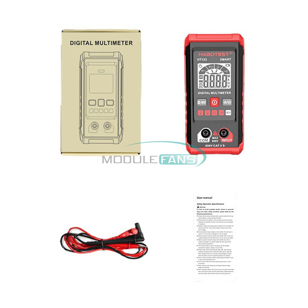 HT123 Digital Multimeter Smart Meter Volt AC DC 600V Tester True RMS Backlight