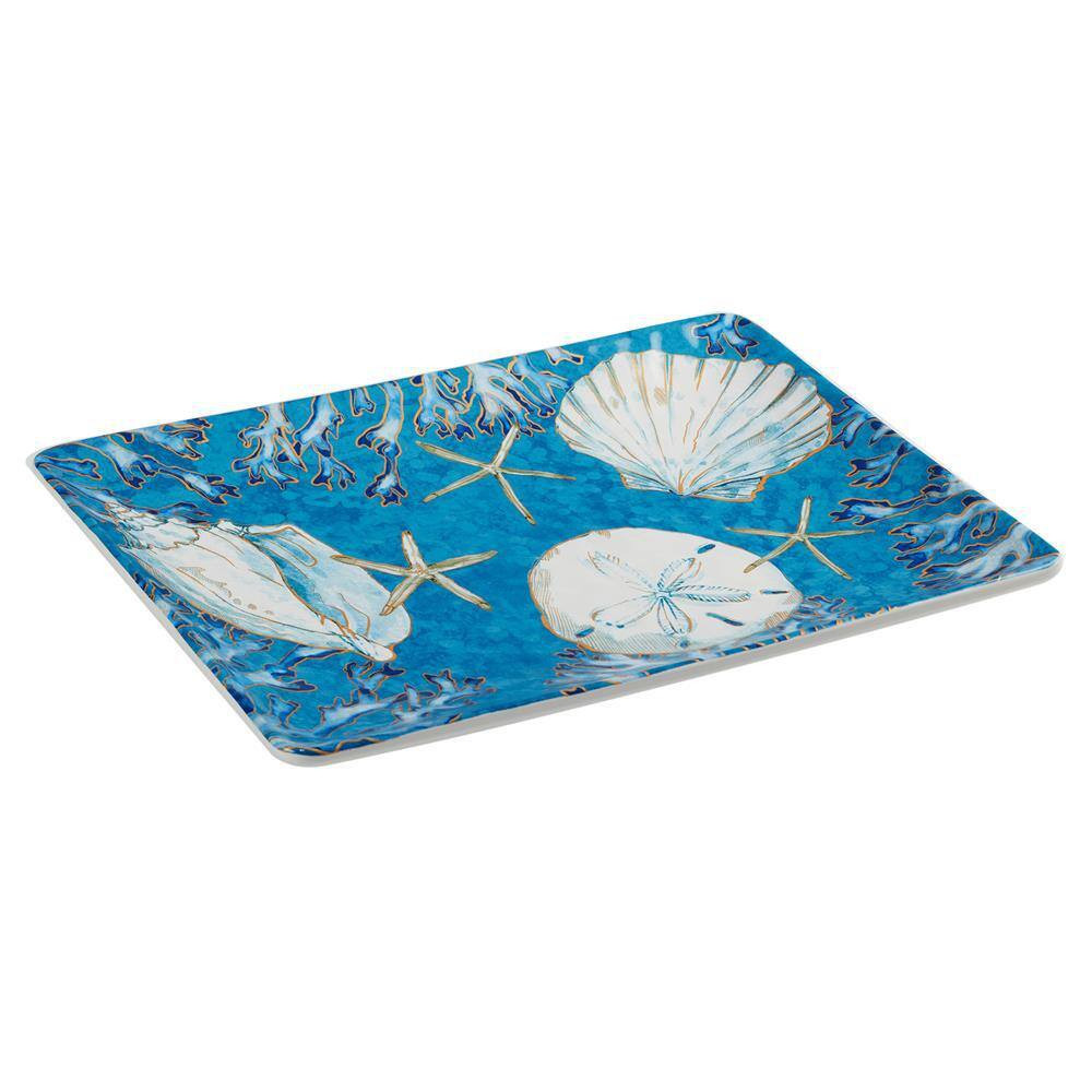 Playa Shells 14 In. Multicolored Earthenware Rectangular Platter