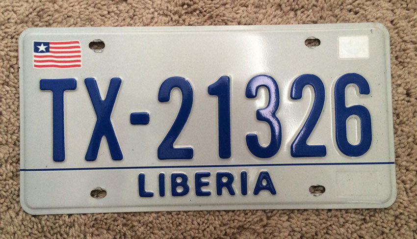 Liberia license plate*