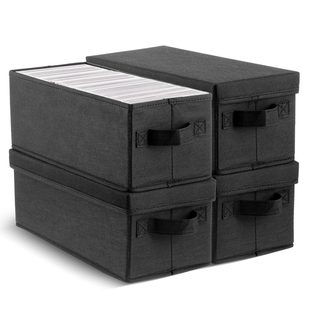 4 Pack CD Case Holder Handle Lid Easy Move Organizer Media Storage Container