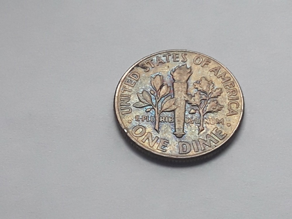 1966 P & 2000 P ROSSAVELT DIME TONING ON BOTH SIDES