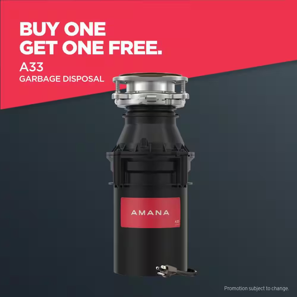 A33 W/C 1/3 HP Continuous Feed Kitchen Garbage Disposal with Power Cord