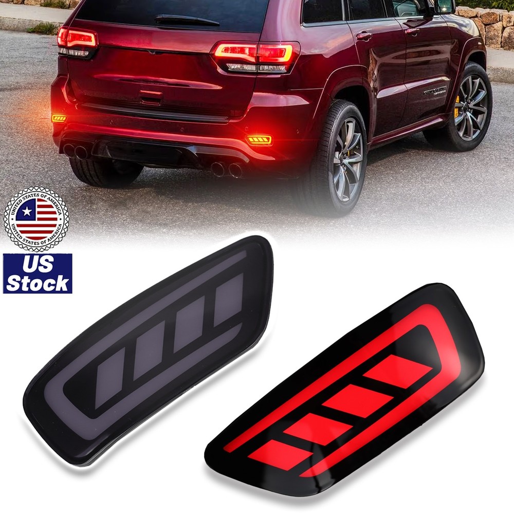 LED Rear Reflector Tail Light Brake Smoked DRL For Jeep Grand Cherokee 2011-2021