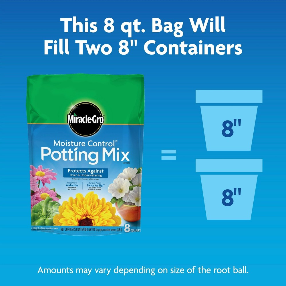 Miracle-Gro Moisture Control Potting Mix, For Container Plants, 8 qt.
