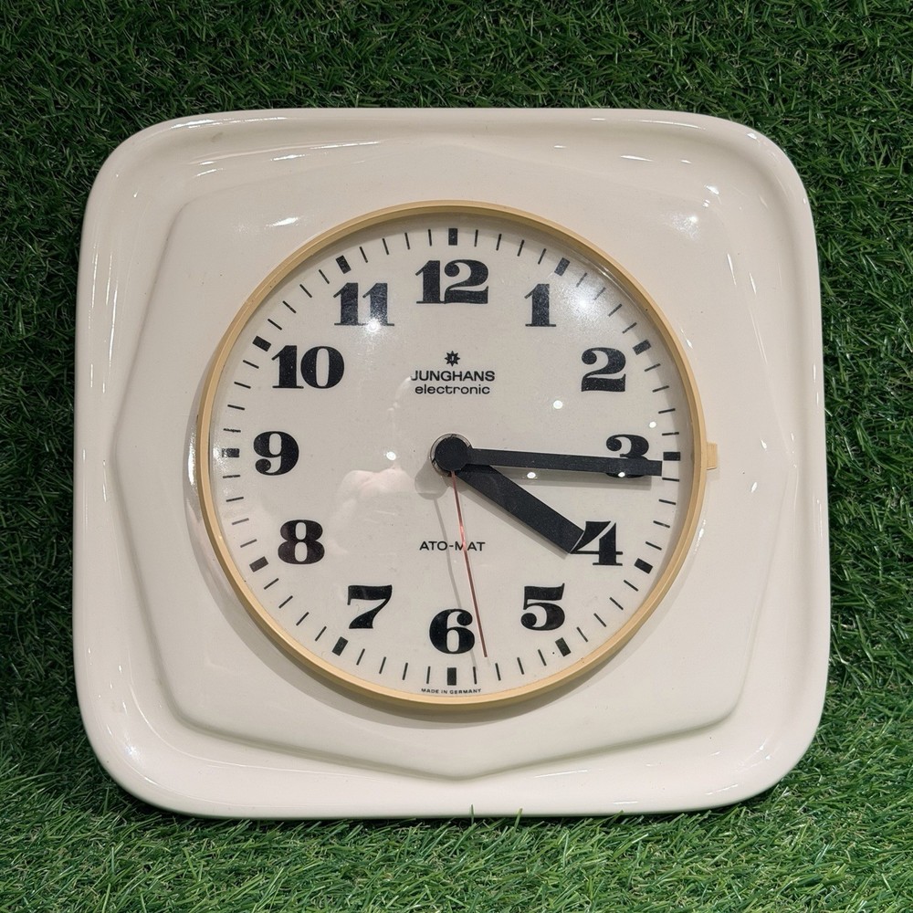 Junghans Vintage Retro Square Kitchen Ceramic German Wall Clock / Working
