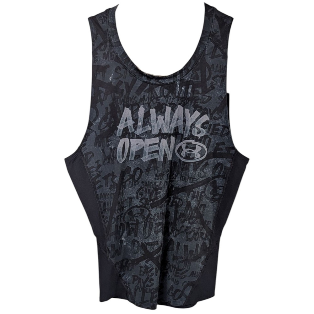 Under Armour Compression Tank Top Mens Large Gray Black Workout Always Open