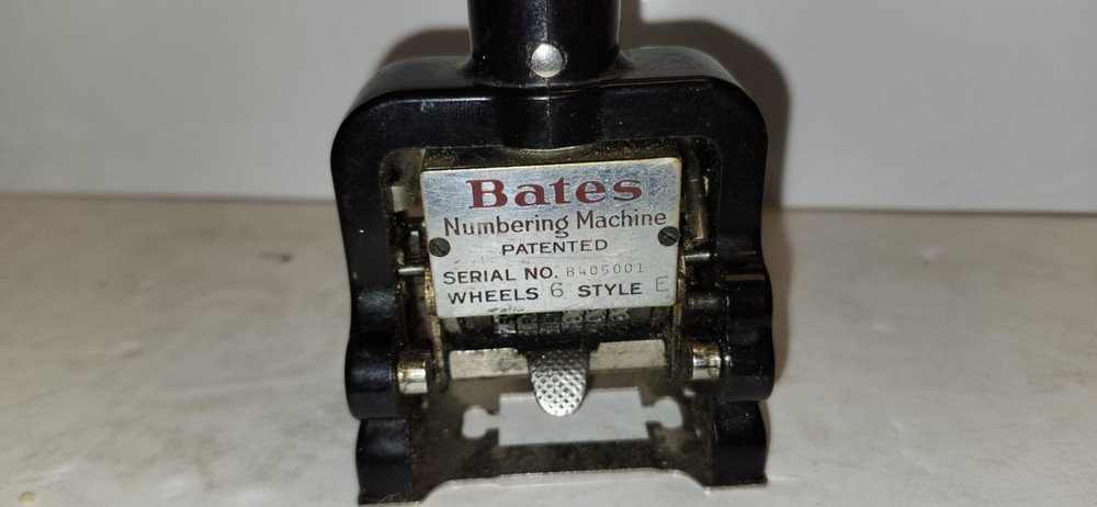 Vintage Bates Numbering Machine 6 Wheels Style E automatic Numerical Stamper