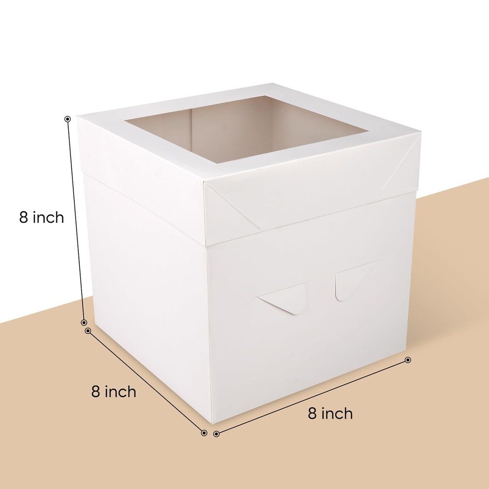 Cakebon Cake Boxes with Drums (White, 8 inch) 1/2" Thick (6-pack) 6-pack