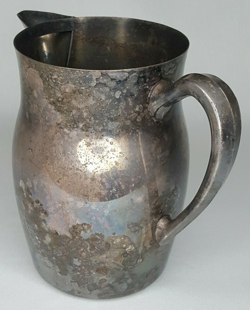 Vintage Silverplate Tarnished Pitcher 7.5" Tall