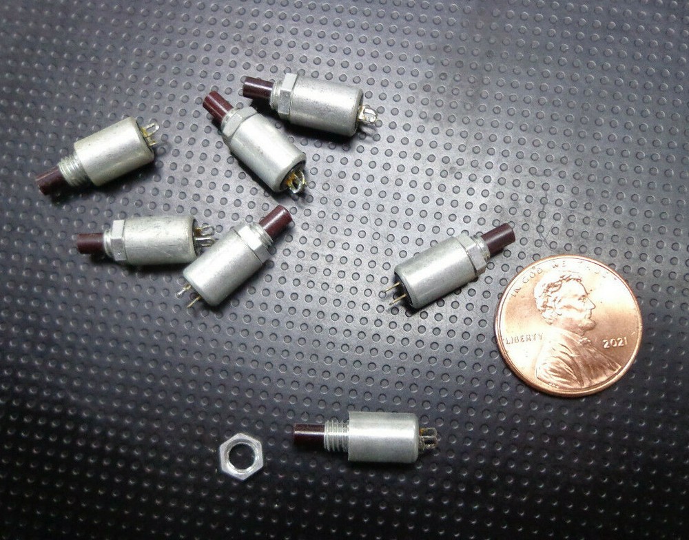 1 Grayhill tiny PUSH BUTTON MOMENTARY SWITCH maroon small round hole panel mount