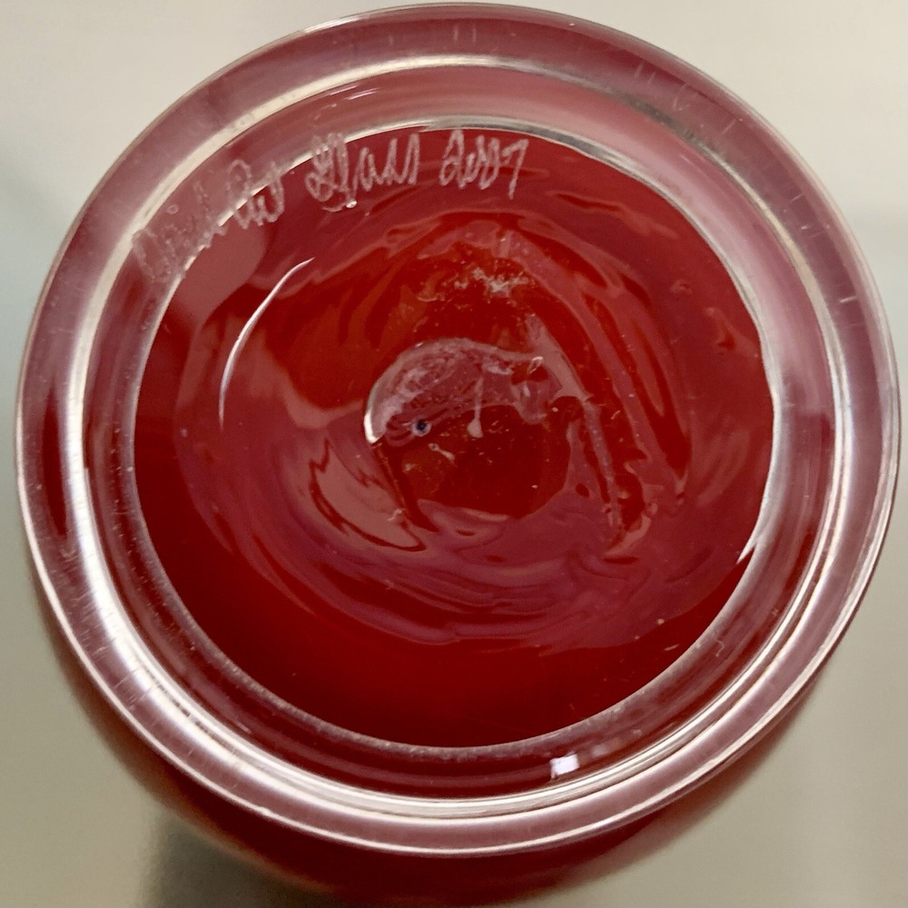 2007 Opal Art Glass Deep Red Mini Studio Blown Glass Vase