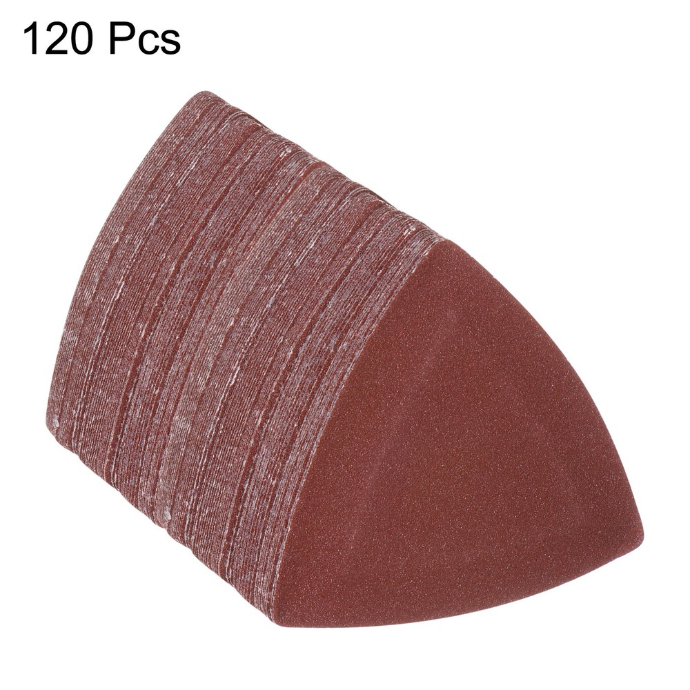 120pcs 150 Grits 80mm Aluminum Oxide Triangular Hook & Loop Sandpapers Pads