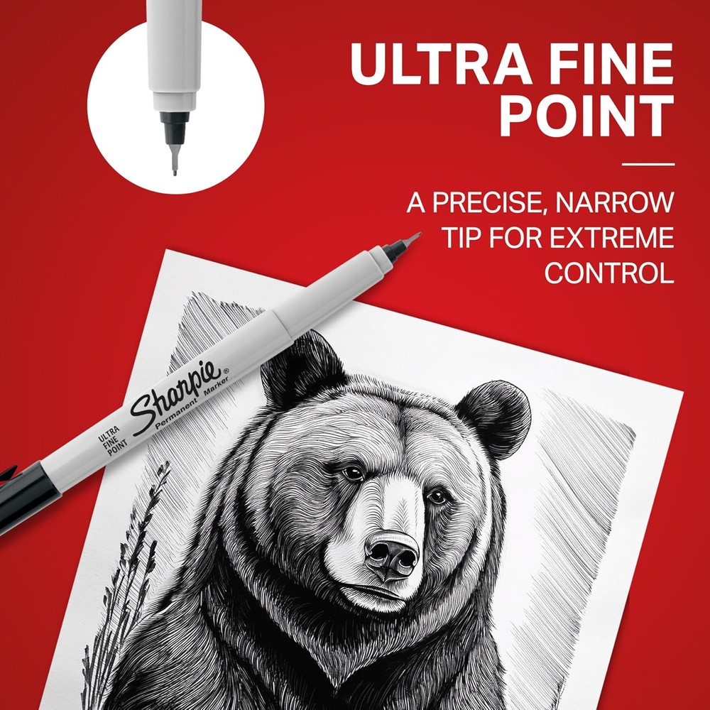 Sharpie Ultra Fine Point Permanent Markers, Black, 2-Pack
