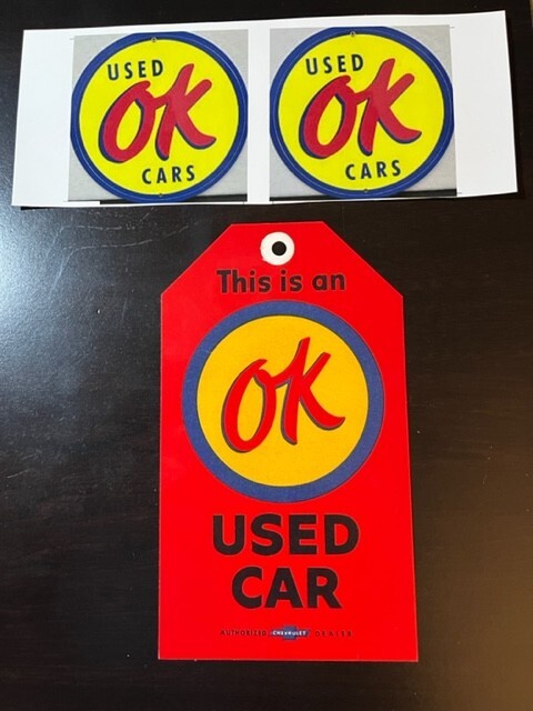 OK  Used Car Decals   PLUS... OK  Hang Tag