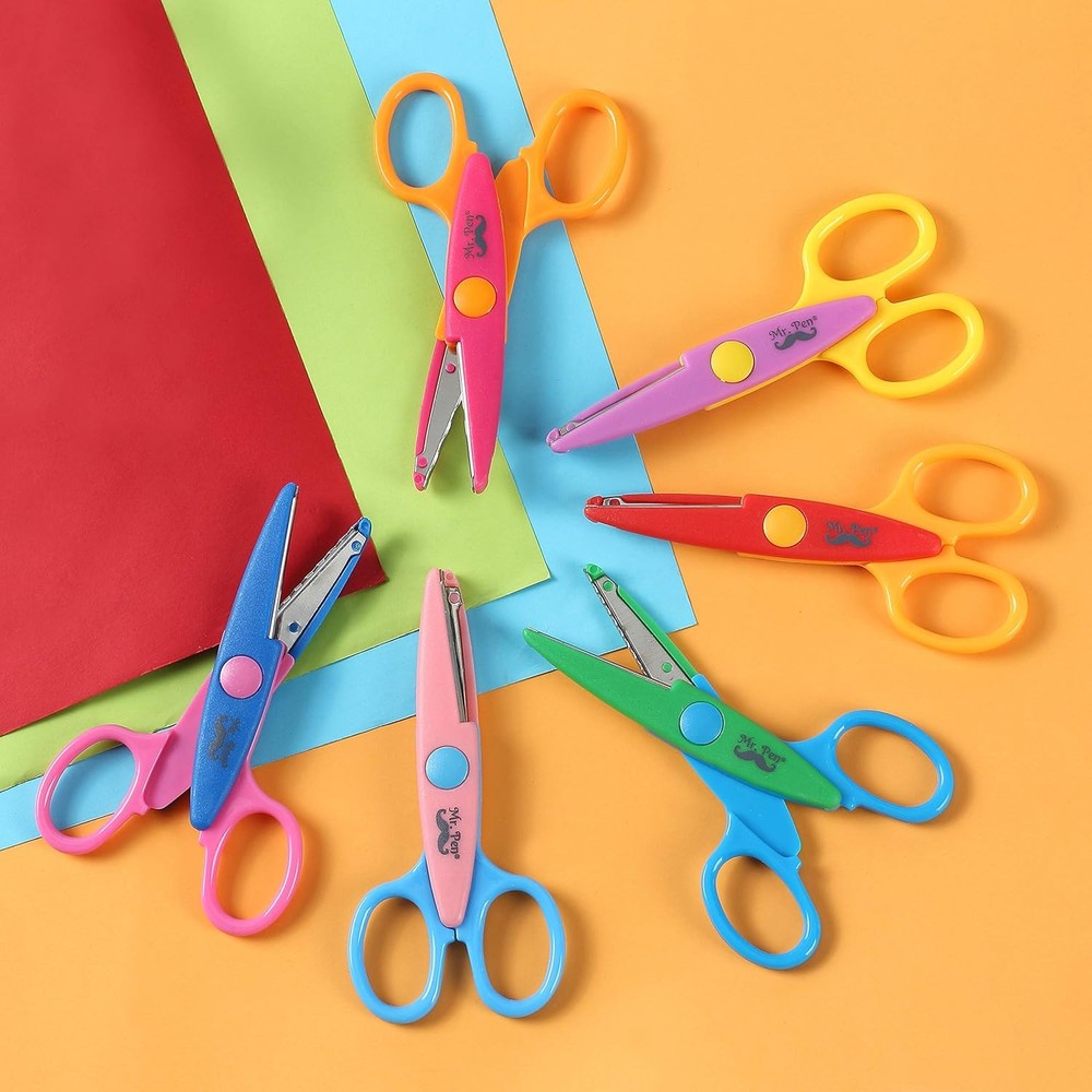 Mr. Pen Craft Scissors - Decorative Edge, 6 Pack, Zig Zag, Bright