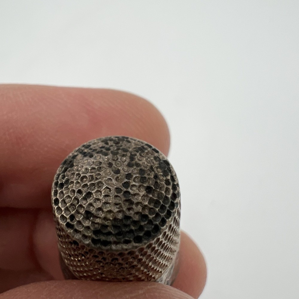 Antique Sterling Silver #10 Sewing Thimble Etched Design