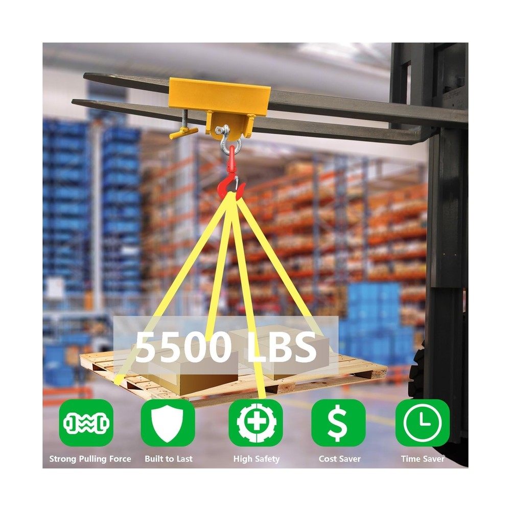 Forklift Lifting Hook Attachment, 5500lbs Capacity Hook Forklift Lifting Hois...