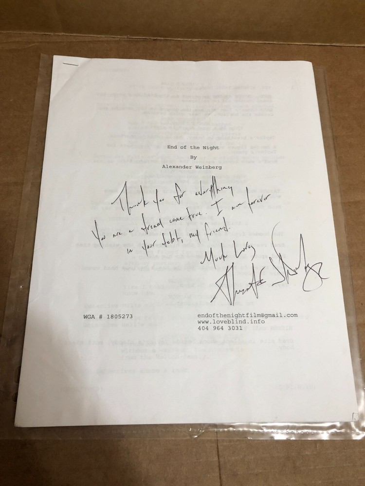 End of the Night by Alexander Weinberg - Script Screenplay WGA Draft Inscribed**
