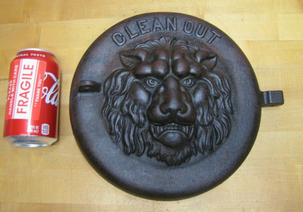 LIONS HEAD BEAST CLEAN OUT Antique Cast Iron Architectural Hardware Element