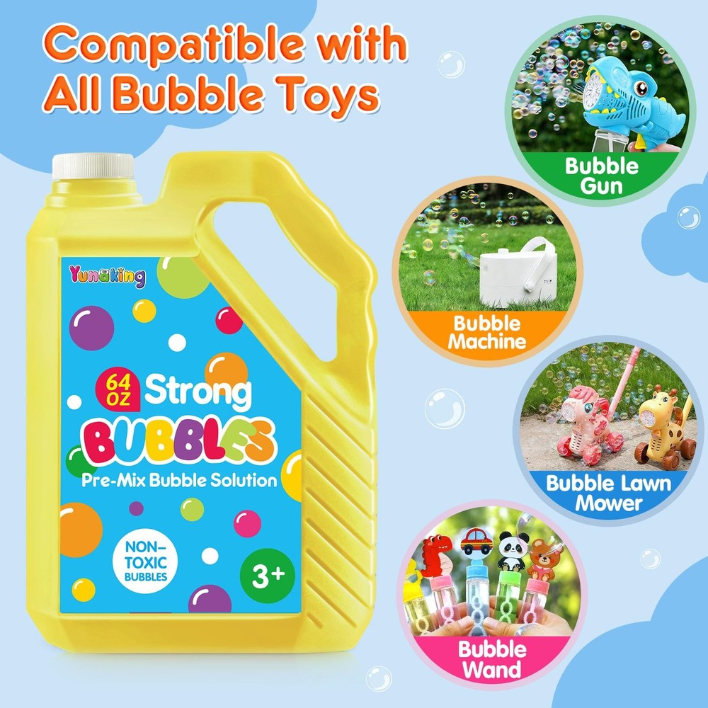 64 OZ Bubble Solution Refill Pre-Mix: Non-Toxic Bubbles for 64 OZ, Yellow