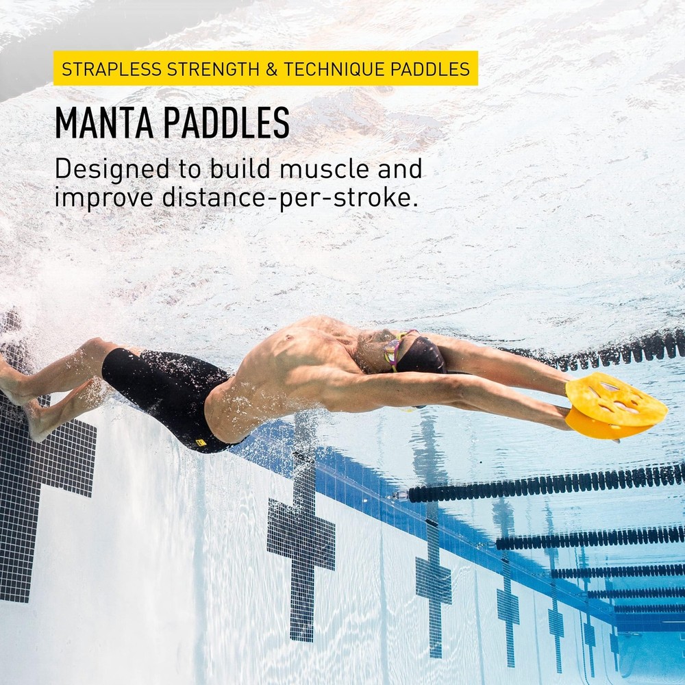 FINIS Manta Swim Training Paddles - Strapless, Stroke Technique, Floating