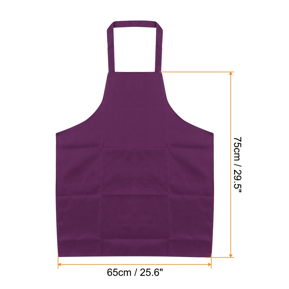 3pcs Kitchen Cooking Aprons 75x65cm Polyester Art Apron Purple