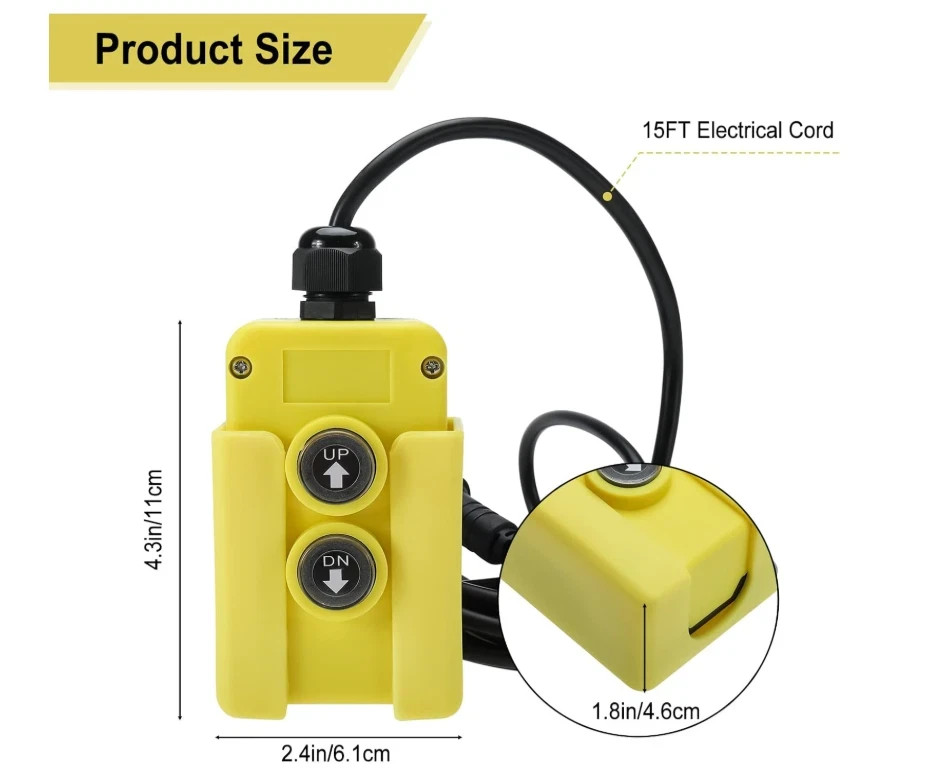4 Wire Dump Trailer Remote Control Switch for Hydraulic Pump, 12V DC Double Acti