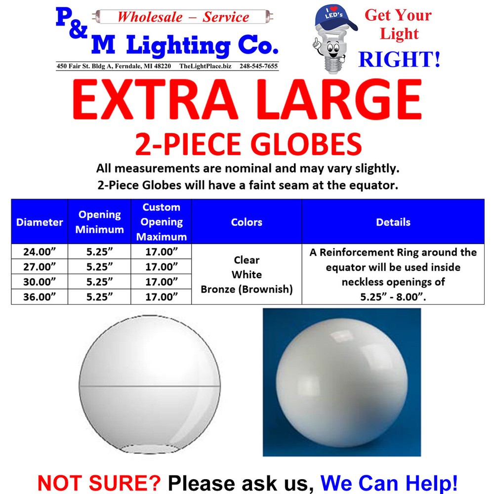 8" LIGHT GLOBE ACRYLIC SPHERE REPLACEMENT SHADE Plastic GLASS COVER LIP/Neckless