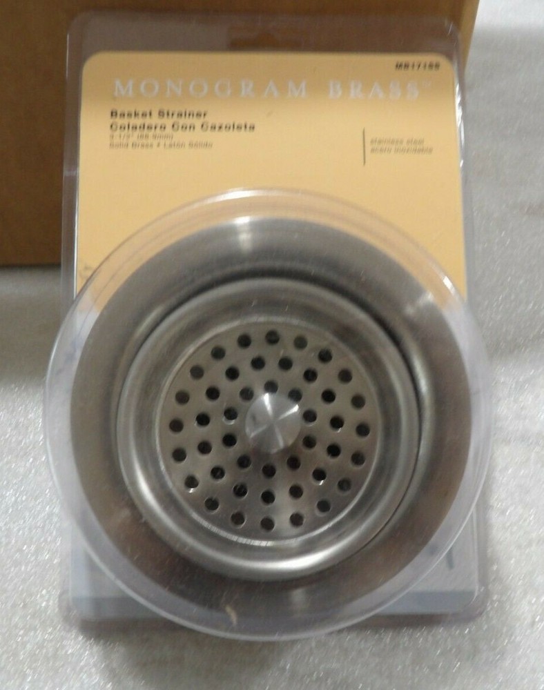 Monogram Brass Basket Strainer 3 1/2” Solid Brass MB171SS NIP